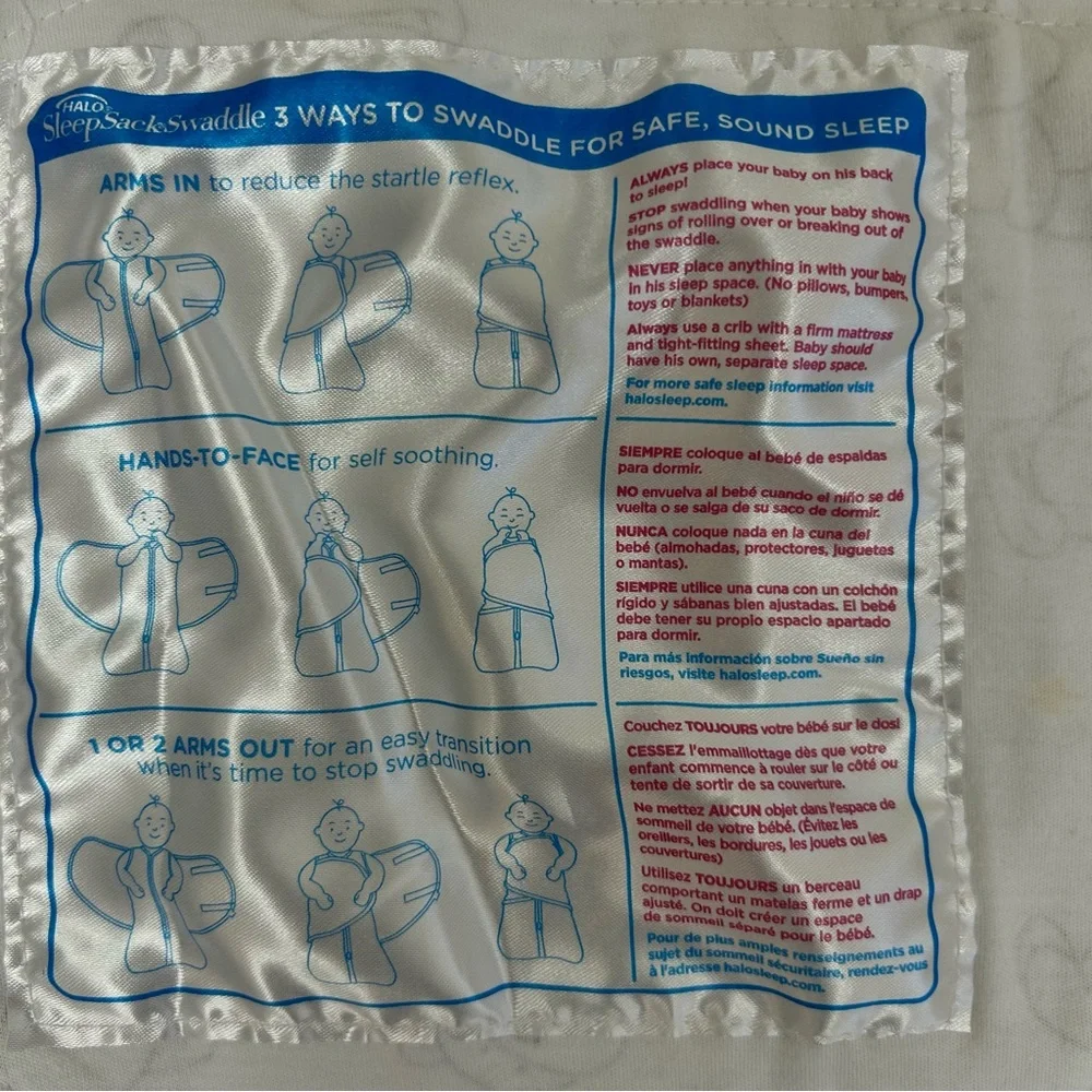 Halo Sleep Sack Swaddle White with Gray Bears and Yellow Stars NB